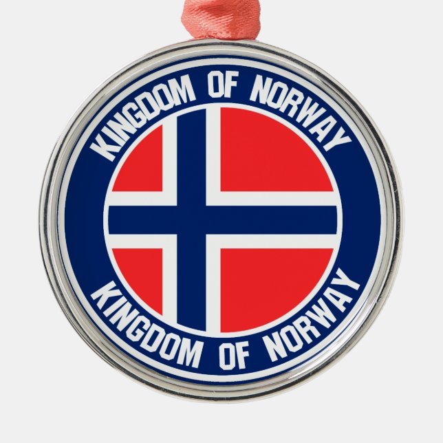Norway Round Emblem Metal Ornament (Front)