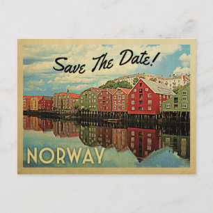 Norway Save The Date Norwegian Vintage Announcement Postcard