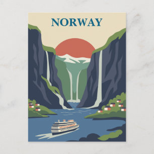 Norway Scandinavia Europe Fjord Minimalist Travel Postcard