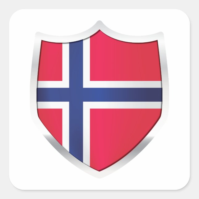 Norway Silver Shield Flag Square Sticker (Front)