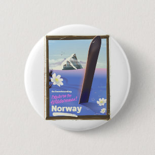 Norway Snowboarding vintage style travel poster 2 Inch Round Button