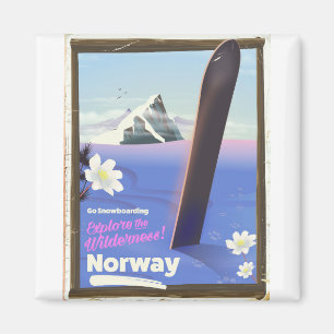 Norway Snowboarding vintage style travel poster Magnet