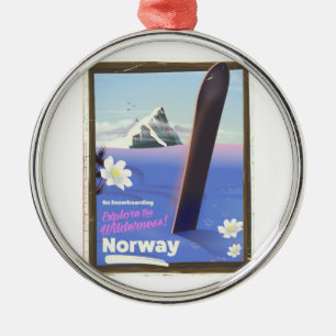 Norway Snowboarding vintage style travel poster Metal Ornament
