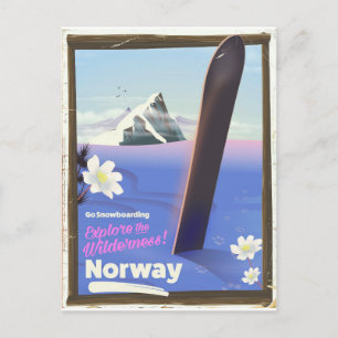 Norway Snowboarding vintage style travel poster Postcard
