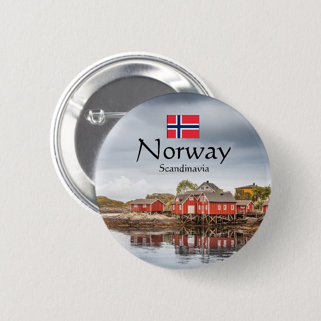 Norway Souvenir 2 Inch Round Button (Front & Back)