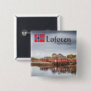 Norway Souvenir 2 Inch Square Button