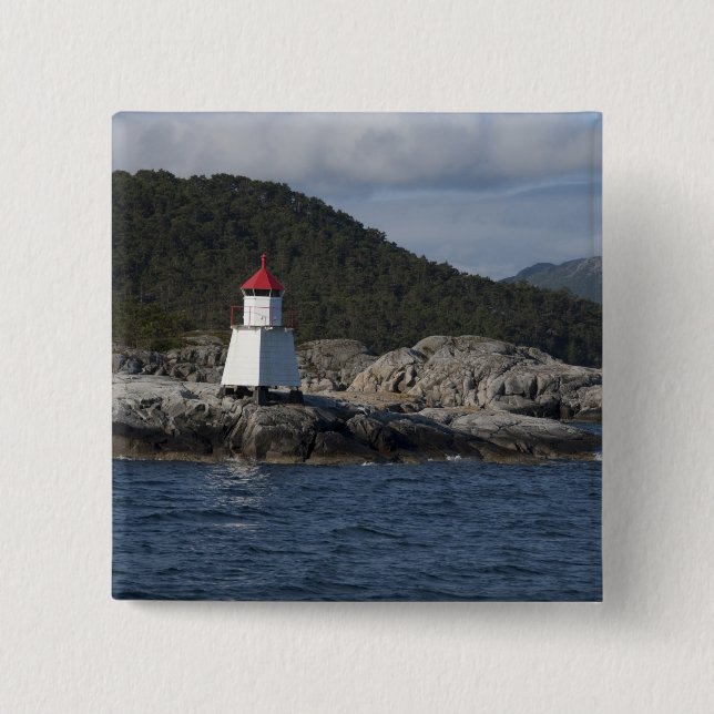Norway, Stavanger. Views along Lysefjord. 2 Inch Square Button (Front)