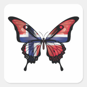 Norway Swallowtail Butterfly Flag Square Sticker