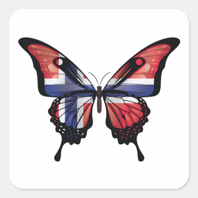 Norway Swallowtail Butterfly Flag Square Sticker (Front)