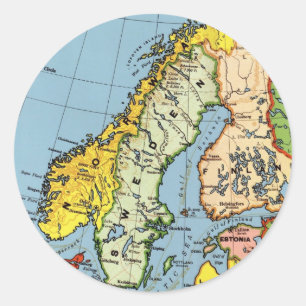 Norway Sweden Denmark Map Design Classic Round Sticker
