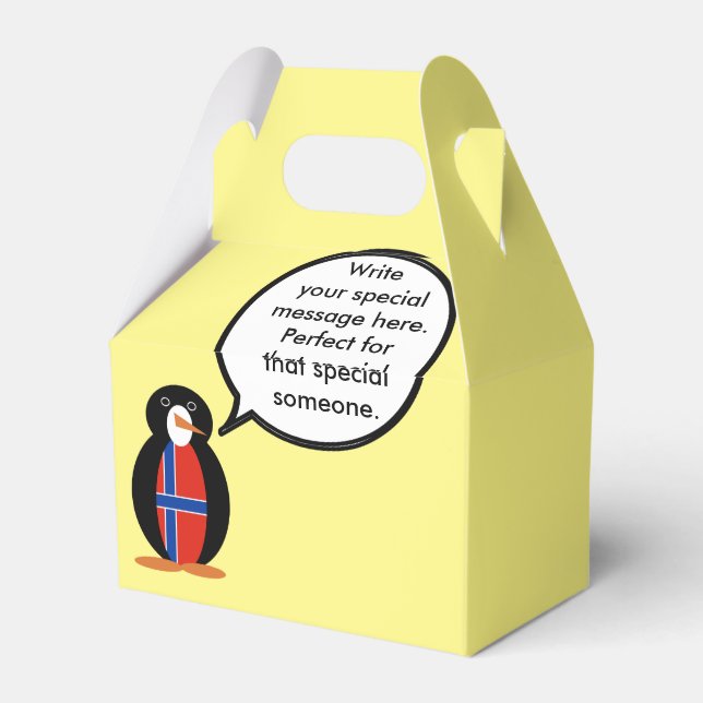 Norway Talking Ms Penguin Personalized  Favor Box (Back Side)