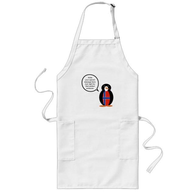 Norway Talking Ms Penguin Personalized  Long Apron (Front)