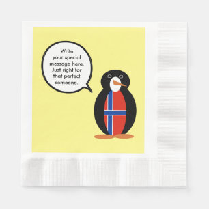 Norway Talking Ms Penguin Personalized  Napkin