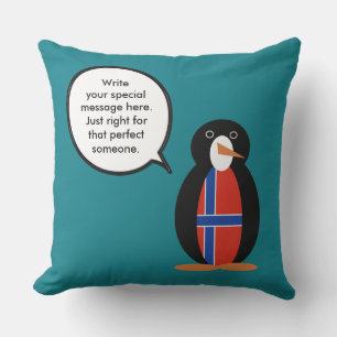 Norway Talking Ms Penguin Personalized Outdoor Pillow