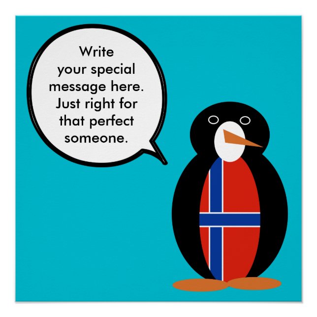 Norway Talking Ms Penguin Personalized  Poster (Front)