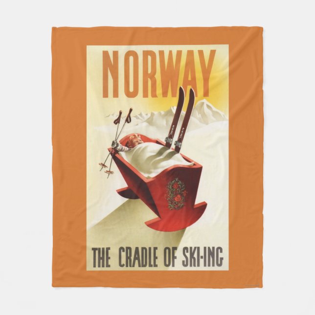 Norway - The Cradle of Skiing Fleece Blanket (Front)