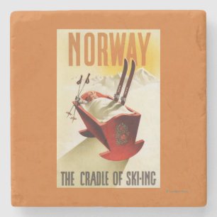 Norway - The Cradle of Skiing Stone Coaster