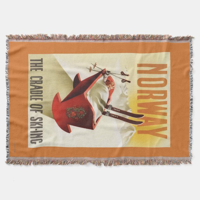 Norway - The Cradle of Skiing Throw Blanket (Front)