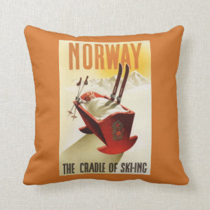 Norway - The Cradle of Skiing Throw Pillow