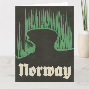 Norway travel ski poster card