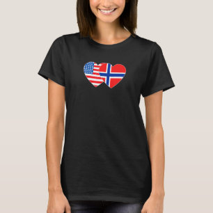 Norway&USA Flag Twin Heart for Norwegian Americans T-Shirt