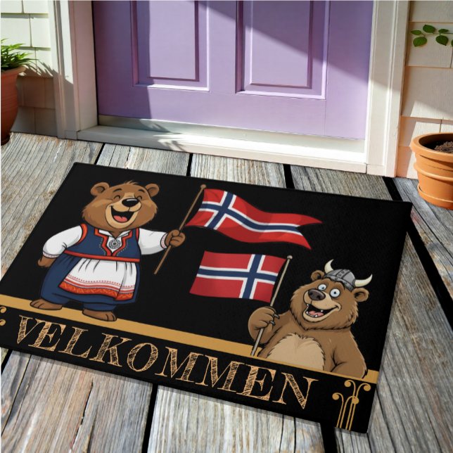 Norway Velkommen Mat, Viking bear, Norwegian flag Doormat (Creator Uploaded)