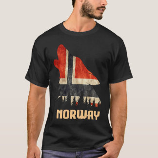 Norway Vintage Flag Wolf Scandinavia Norge Souveni T-Shirt