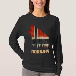 Norway Vintage Flag Wolf Scandinavia Norge Souveni T-Shirt