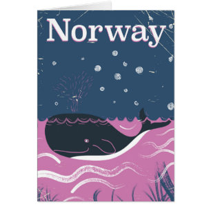 Norway whale vintage travel poster