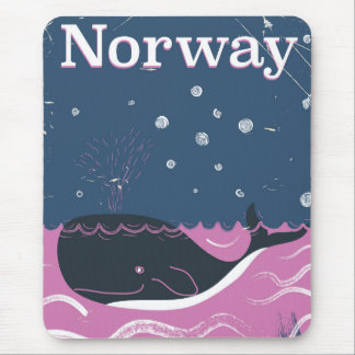 Norway whale vintage travel poster mouse pad