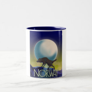 Norway Wolf Poster Two-Tone Coffee Mug
