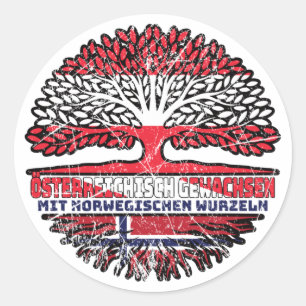 Norwegen Norwegisch Österreichisch Österreich Baum Classic Round Sticker