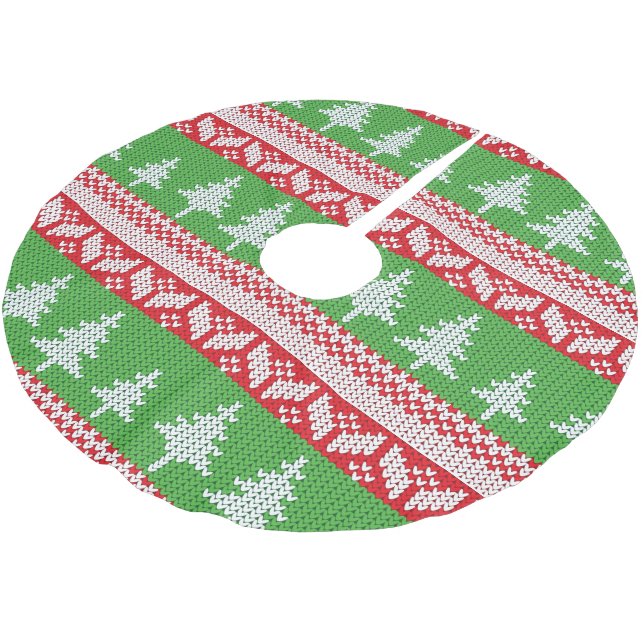 Norwegian Alpine Christmas Tree Pattern Brushed Polyester Tree Skirt (Angled)