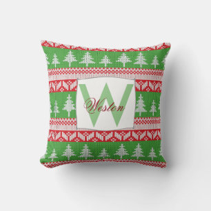 Norwegian Alpine Christmas Tree Pattern Throw Pillow