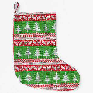 Norwegian Alpine Christmas Trees Pattern Small Christmas Stocking