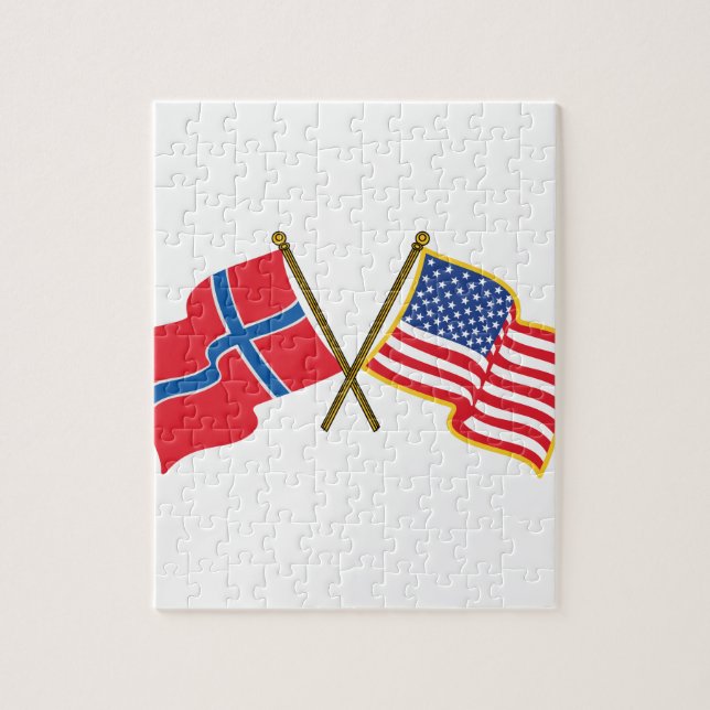 Norwegian American Flags Jigsaw Puzzle (Vertical)