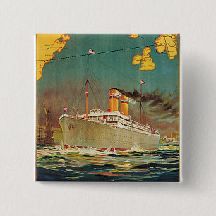Norwegian American Line 2 Inch Square Button