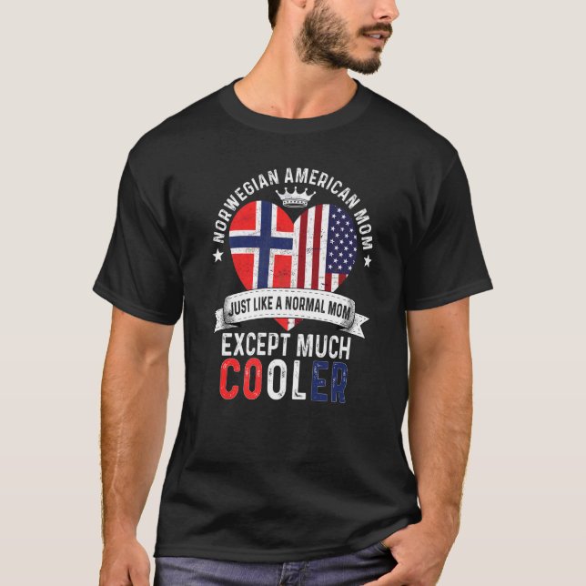 Norwegian American Mom Mothers Day Mama Norway Fla T-Shirt (Front)