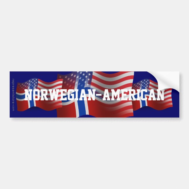 Norwegian-American Waving Flag Bumper Sticker (Front)