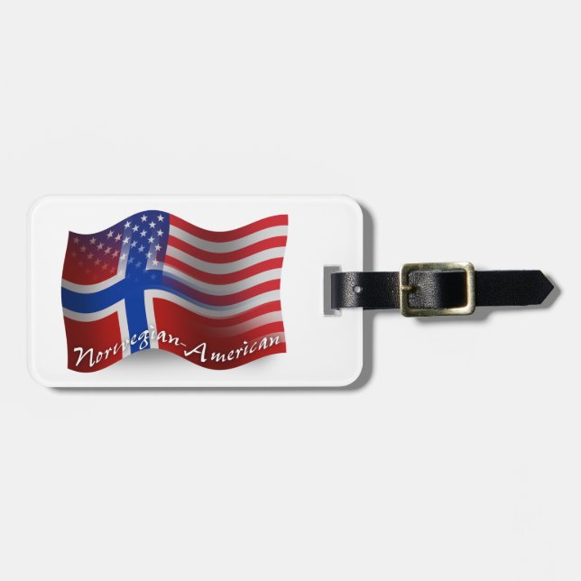 Norwegian-American Waving Flag Luggage Tag (Front Horizontal)