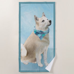 Norwegian Buhund Painting - Cute Original Dog Art Beach Towel