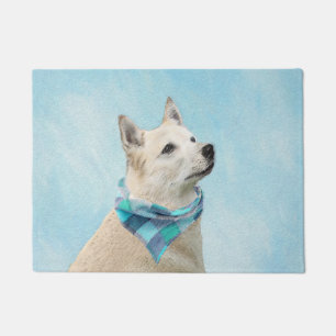 Norwegian Buhund Painting - Cute Original Dog Art Doormat