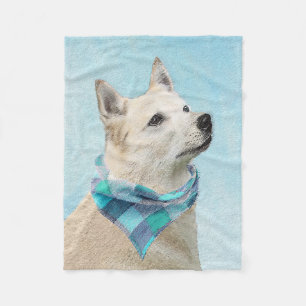 Norwegian Buhund Painting - Cute Original Dog Art Fleece Blanket