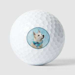 Norwegian Buhund Painting - Cute Original Dog Art Golf Balls