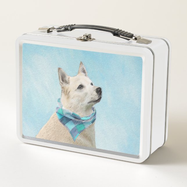 Norwegian Buhund Painting - Cute Original Dog Art Metal Lunch Box (Front)