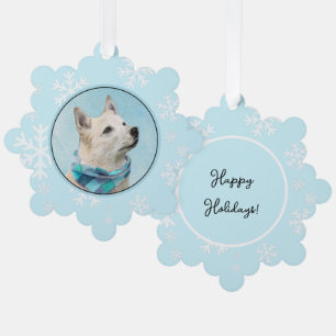 Norwegian Buhund Painting - Cute Original Dog Art Ornament Card