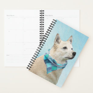 Norwegian Buhund Painting - Cute Original Dog Art Planner