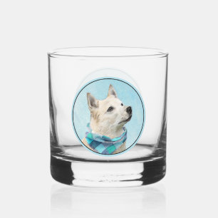 Norwegian Buhund Painting - Cute Original Dog Art Whiskey Glass