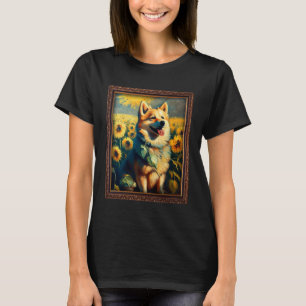 Norwegian Buhund Painting Sunflower Flower Mom Wom T-Shirt