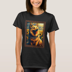 Norwegian Buhund Painting Sunflower Flower Mom Wom T-Shirt